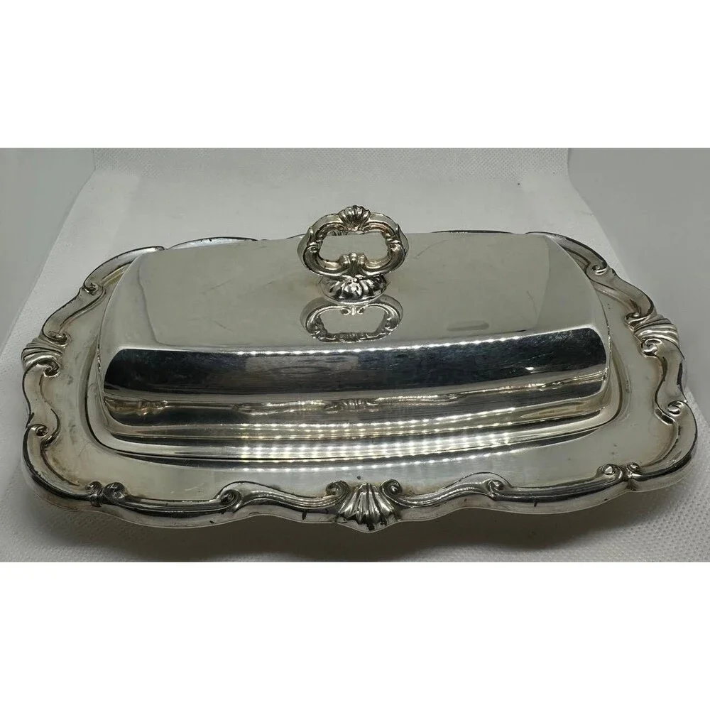 FB Rogers Georgetown Silverplate Covered Butter Dish Crown 1883 Silver Platd VTG